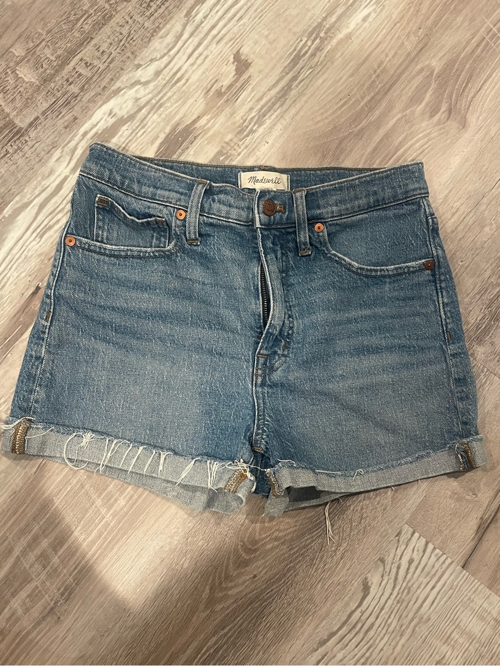 Madewell Denim Cutoff Shorts in Medium Blue Wash